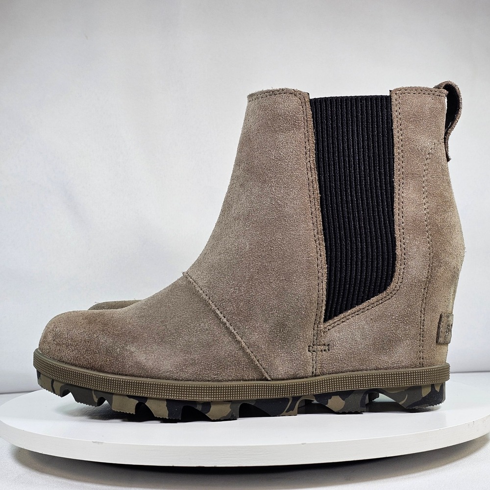Sorel Joan of Arctic Next Lite Chelsea Wedge Boots Quarry Camo Sole NL3676-365 7 - Picture 3 of 7